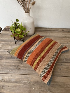 Natural Handmade Wool & Cotton Muted Stripe Ooty Kilim Cushion