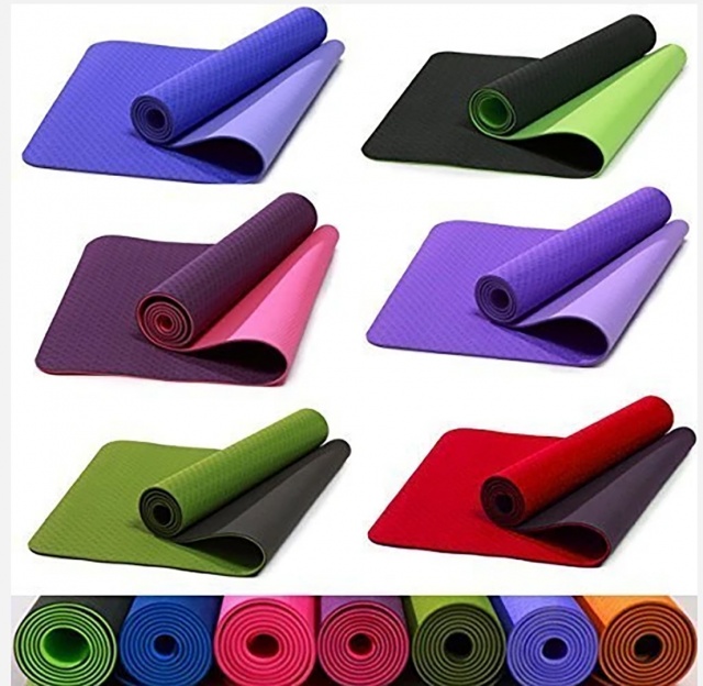 Blue Eco-friendly TPE yoga mat Pilates
