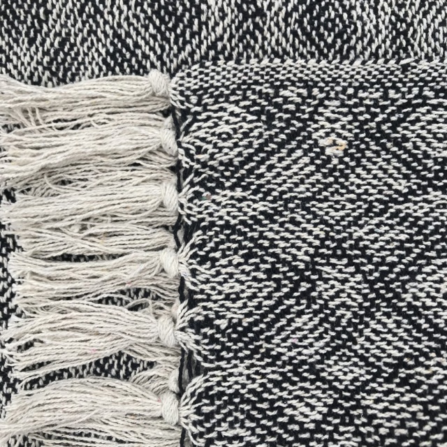Soft, pastel geometric patterned throw Cotton, in four colours 130cm x 150cm