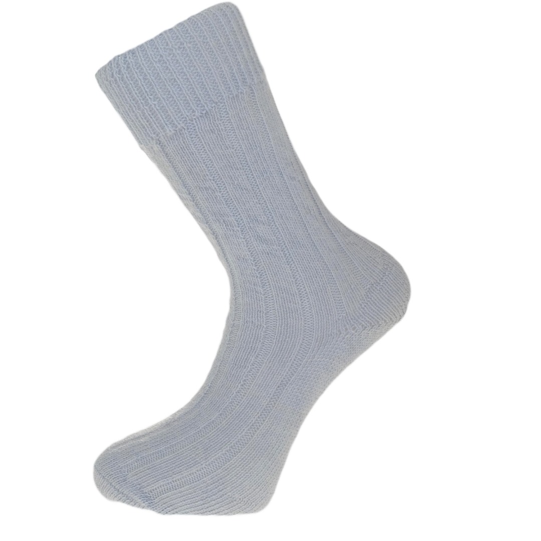 Light Blue Alpaca Bed Socks, Thick, soft and Warm, 90% Alpaca Wool Made in England