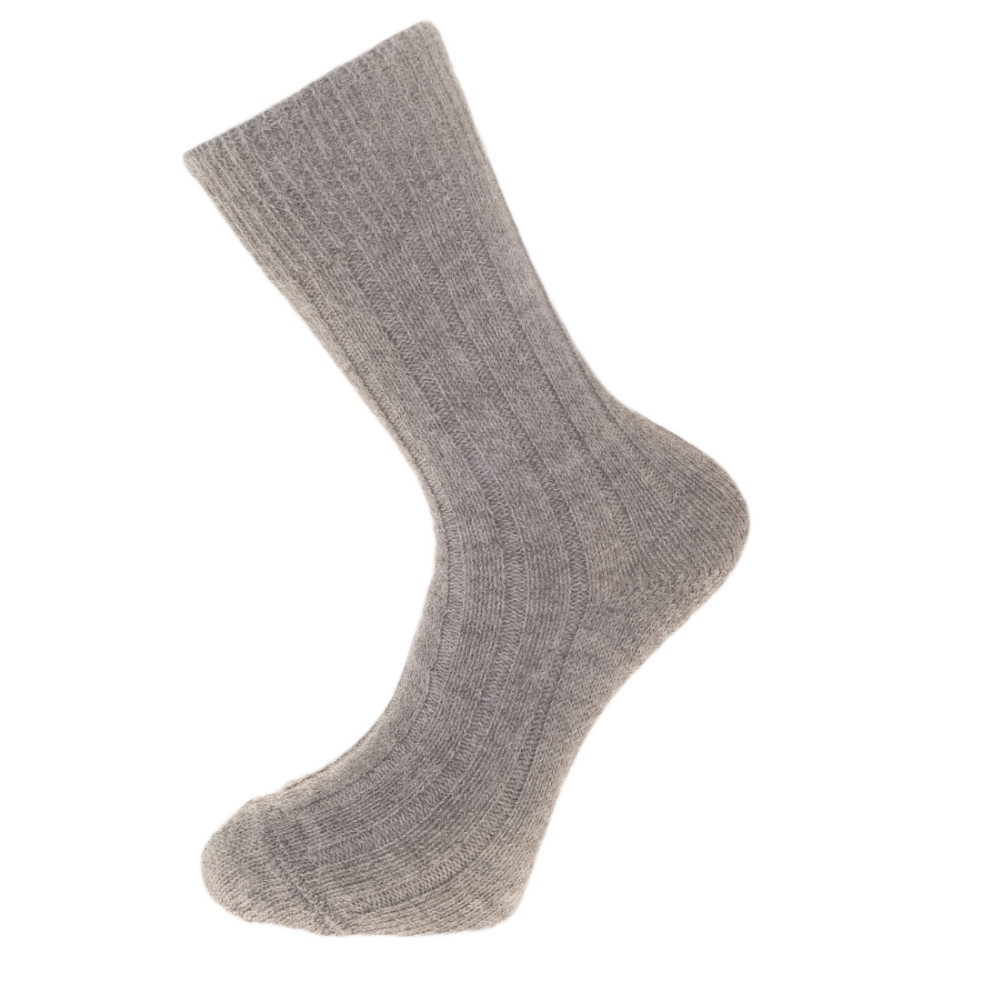 Grey Alpaca Bed Socks, Thick, soft and Warm, 90% Alpaca Wool Made in England