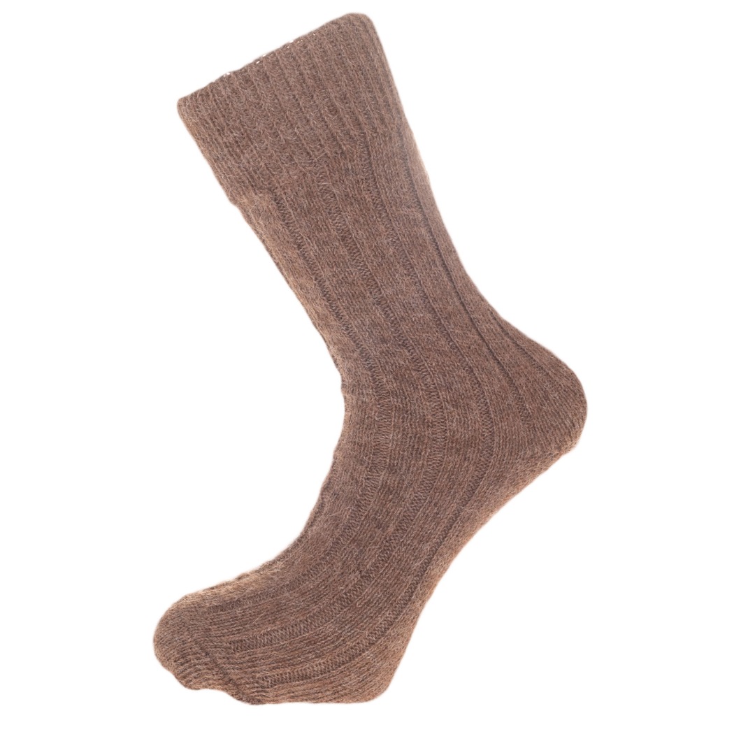 Brown Alpaca Bed Socks, Thick, soft and Warm, 90% Alpaca Wool Made in England