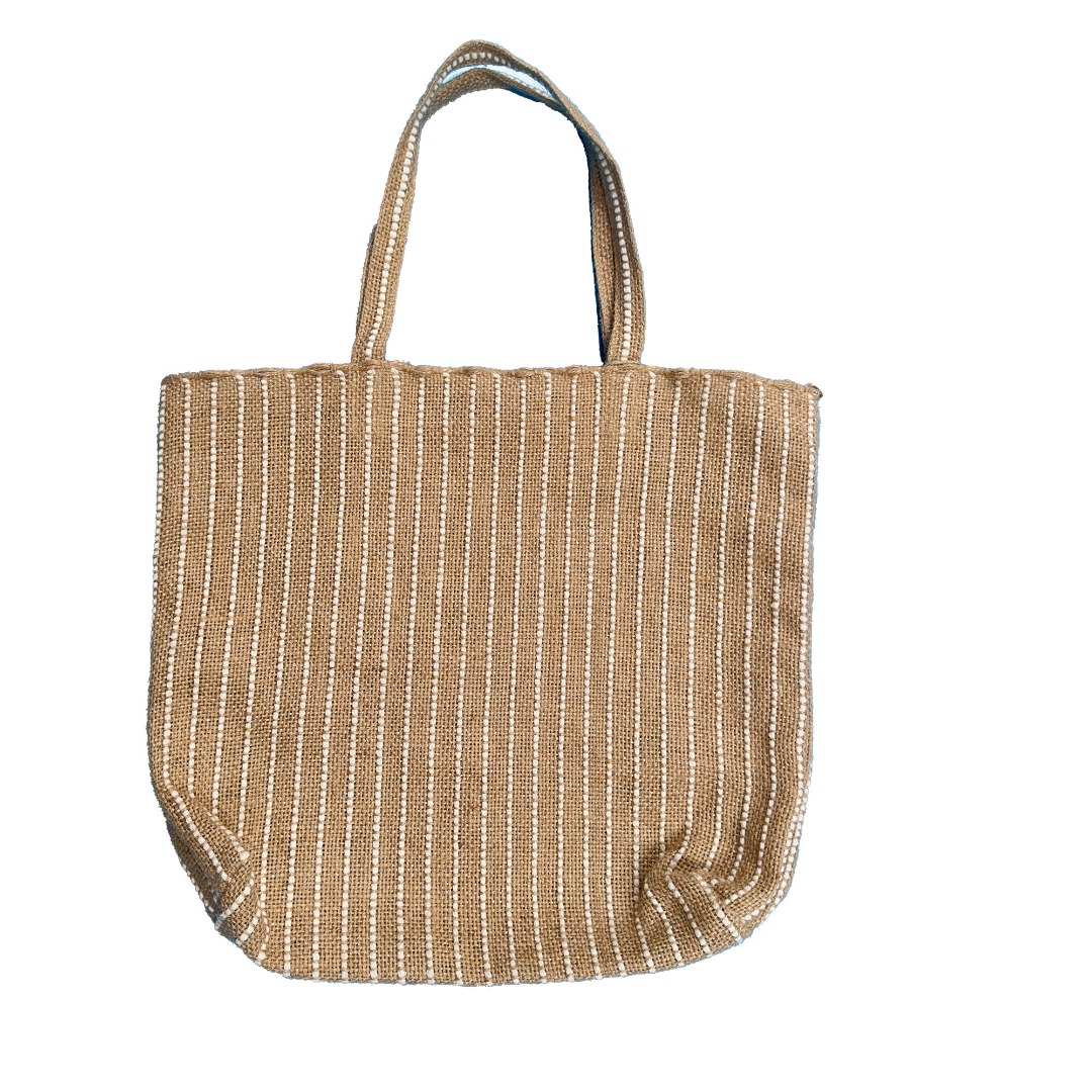 Lightweight jute shopper basket bags in pink, green & white