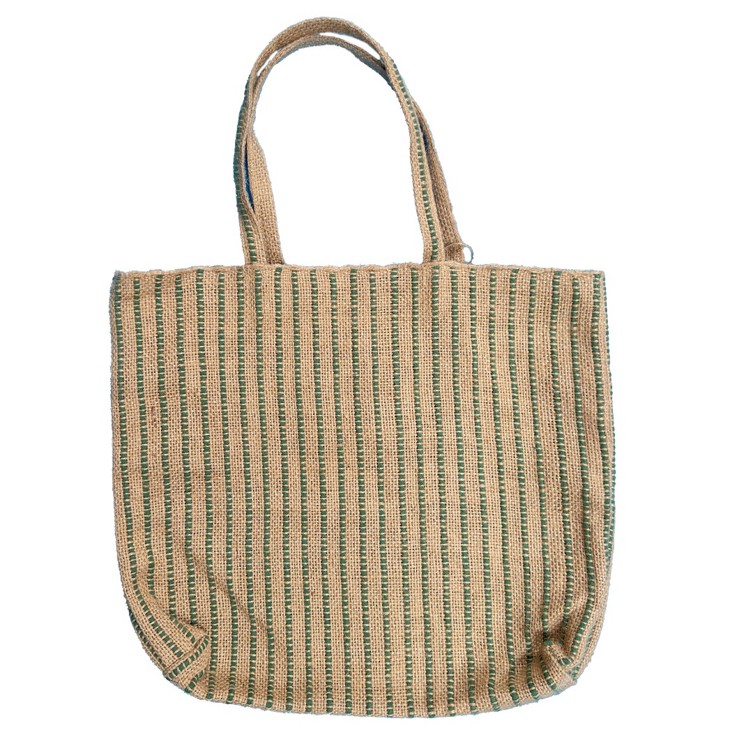 Lightweight jute shopper basket bags in pink, green & white