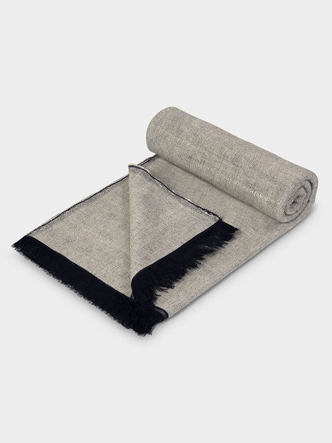 Navy Yoga Studio organic cotton two-toned yoga blanket