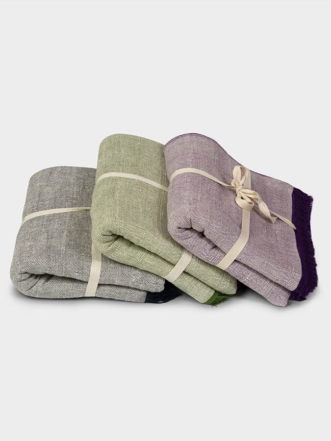 Purple Yoga Studio organic cotton two-toned yoga blanket