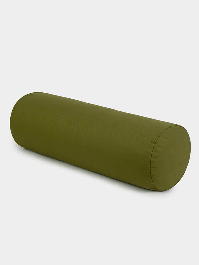 Olive Green Long buckwheat yoga bolster meditation cushion 62cm x 23cm