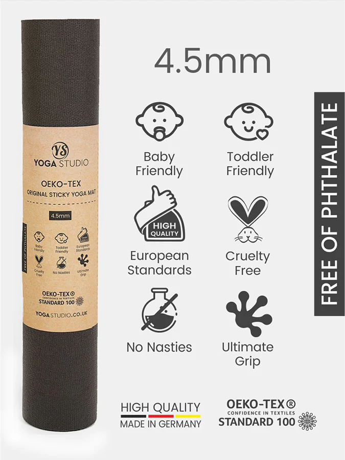 Brown Yoga mat - sticky yoga mat 4.5mm Thick 183cm x 60cm