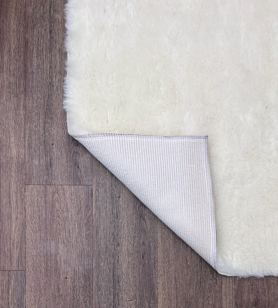 Cream British Wool Non-Slip Rugs Pure Wool Top Rubber Backing