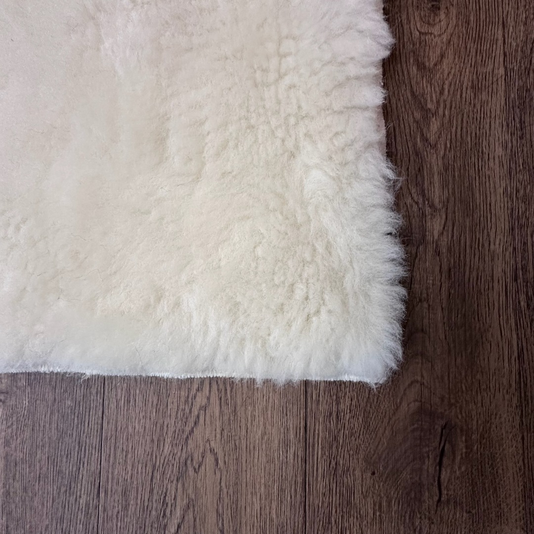 Cream British Wool Non-Slip Rugs Pure Wool Top Rubber Backing