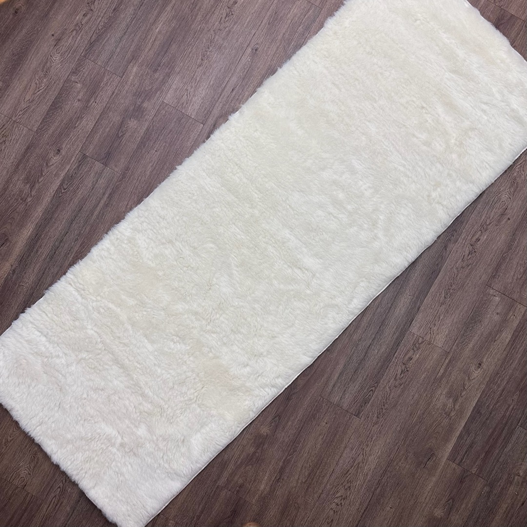 Cream Pure British Wool Yoga Mat 250cm x 75cm Non  Slip Backing