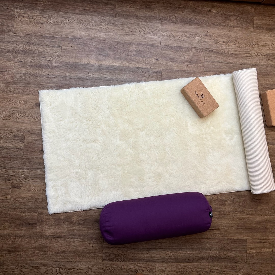 Cream Pure British Wool Yoga Mat 250cm x 75cm Non  Slip Backing