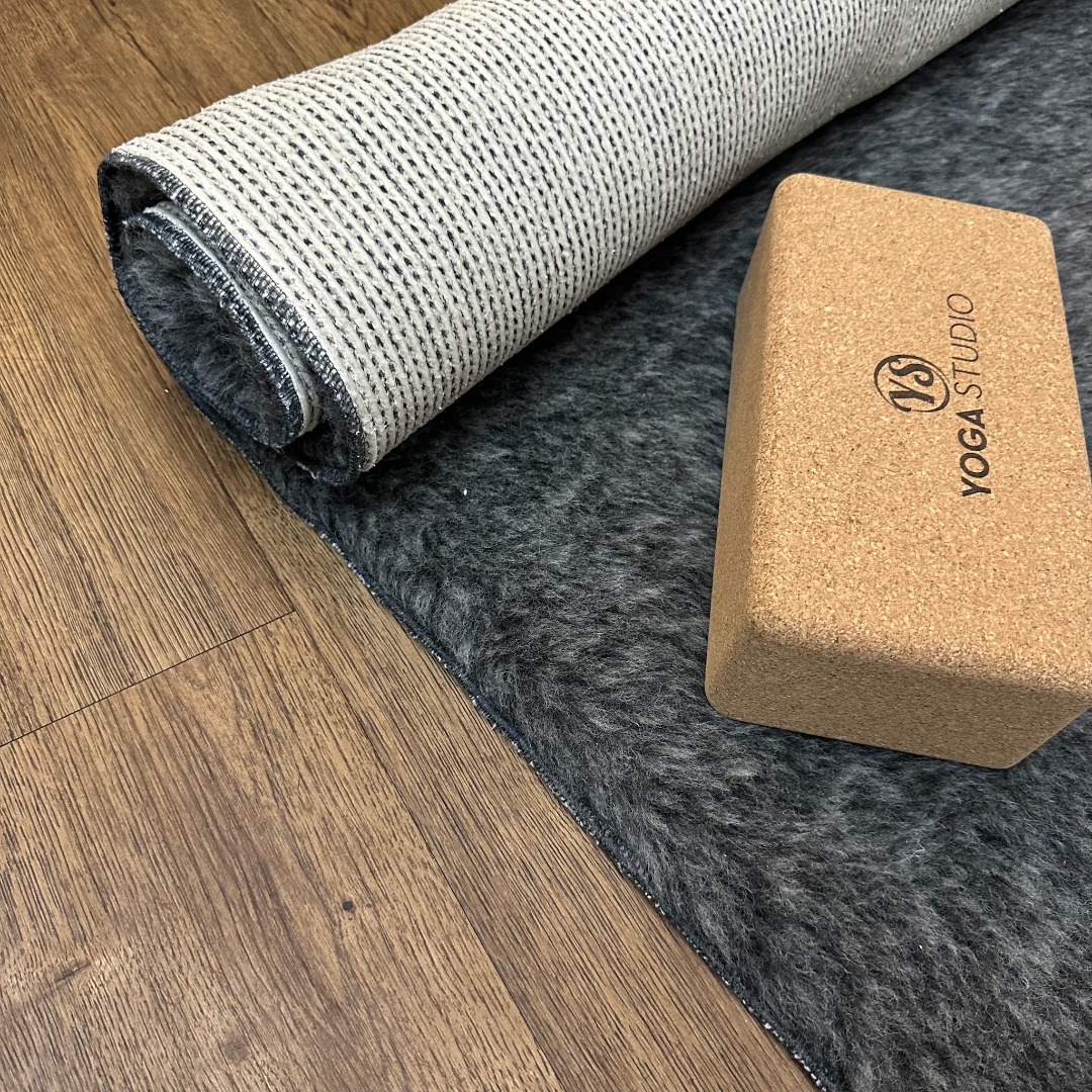 Grey Charcoal Pure British Wool Yoga Mat 250cm x 75cm Non  Slip Backing