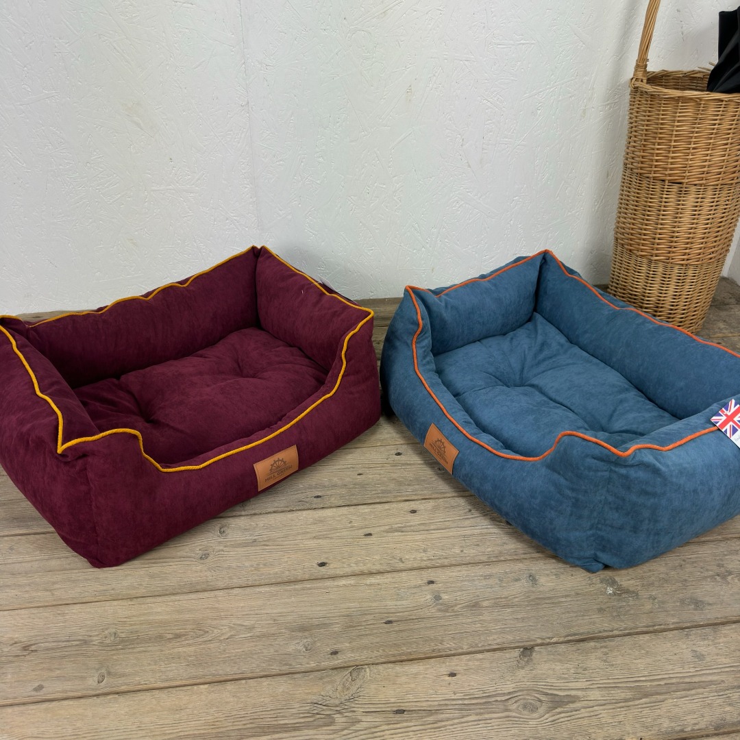 Eco-friendly  recycled Fabric Box Dog Beds Soft Comfy Made in Somerset UK