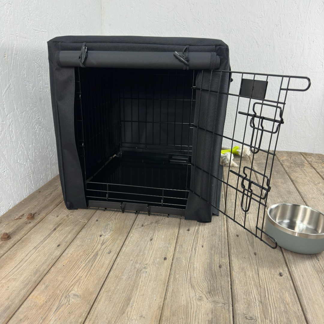 Black Waterproof Dog Cage Crate Travel Covers Made In The UK