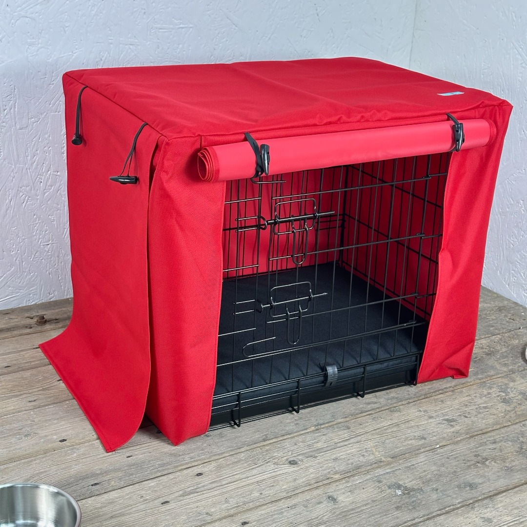 Red Waterproof Dog Cage Crate Travel Covers Made In The UK