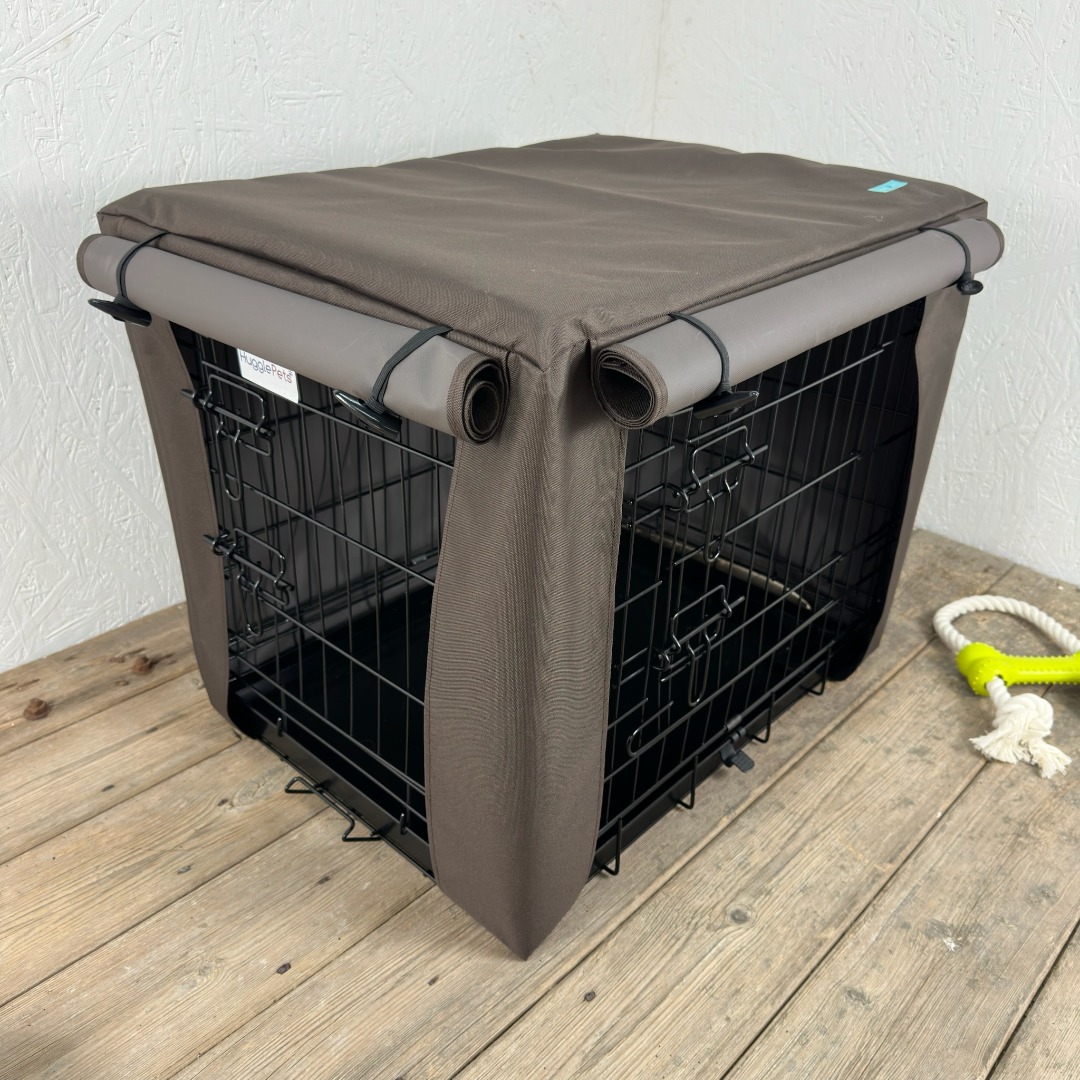 Brown Waterproof Dog Cage Crate Travel Covers Made In The UK