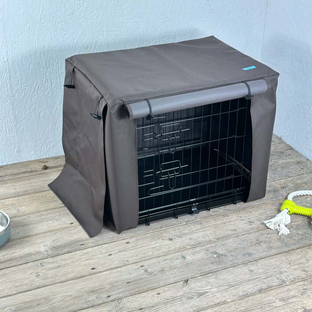 Brown Waterproof Dog Cage Crate Travel Covers Made In The UK