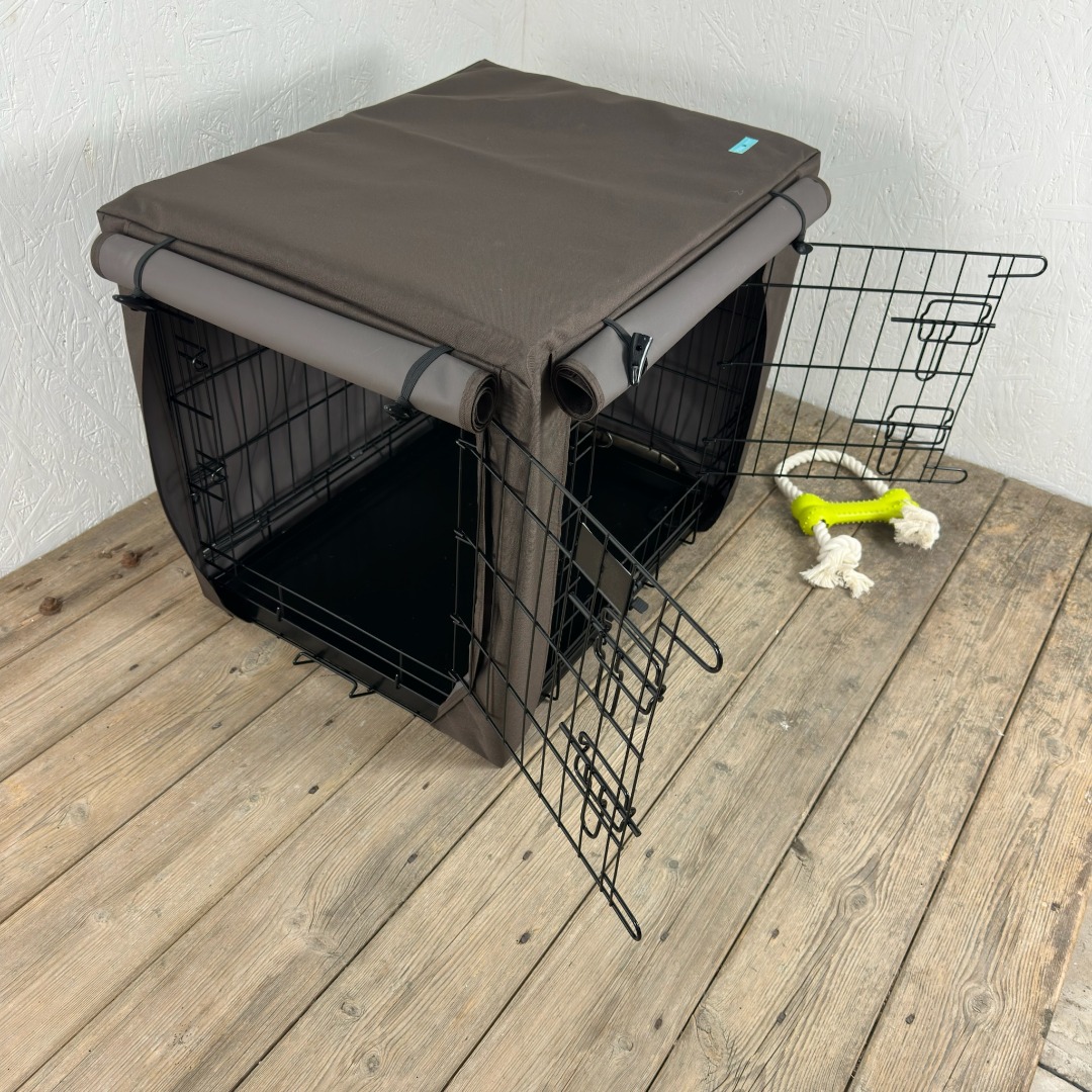 Brown Waterproof Dog Cage Crate Travel Covers Made In The UK