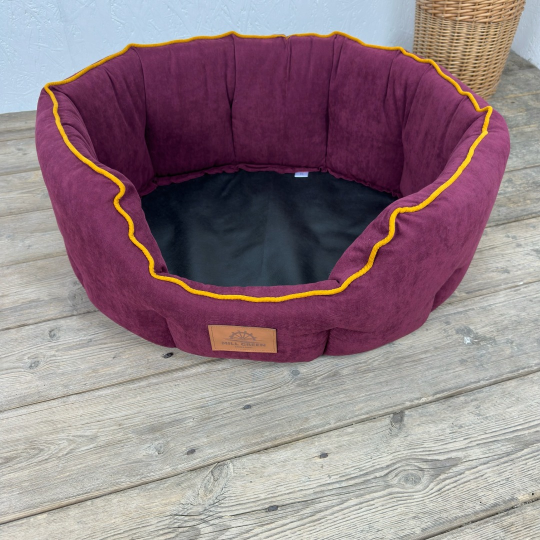 Eco-friendly  recycled Fabric Round Dog Beds Soft Comfy Made in Somerset UK