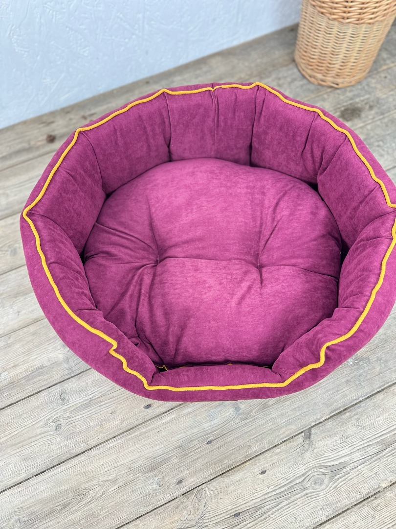 Eco-friendly  recycled Fabric Round Dog Beds Soft Comfy Made in Somerset UK