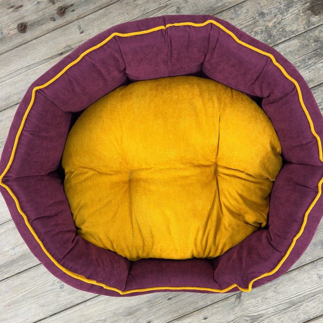 Eco-friendly  recycled Fabric Round Dog Beds Soft Comfy Made in Somerset UK