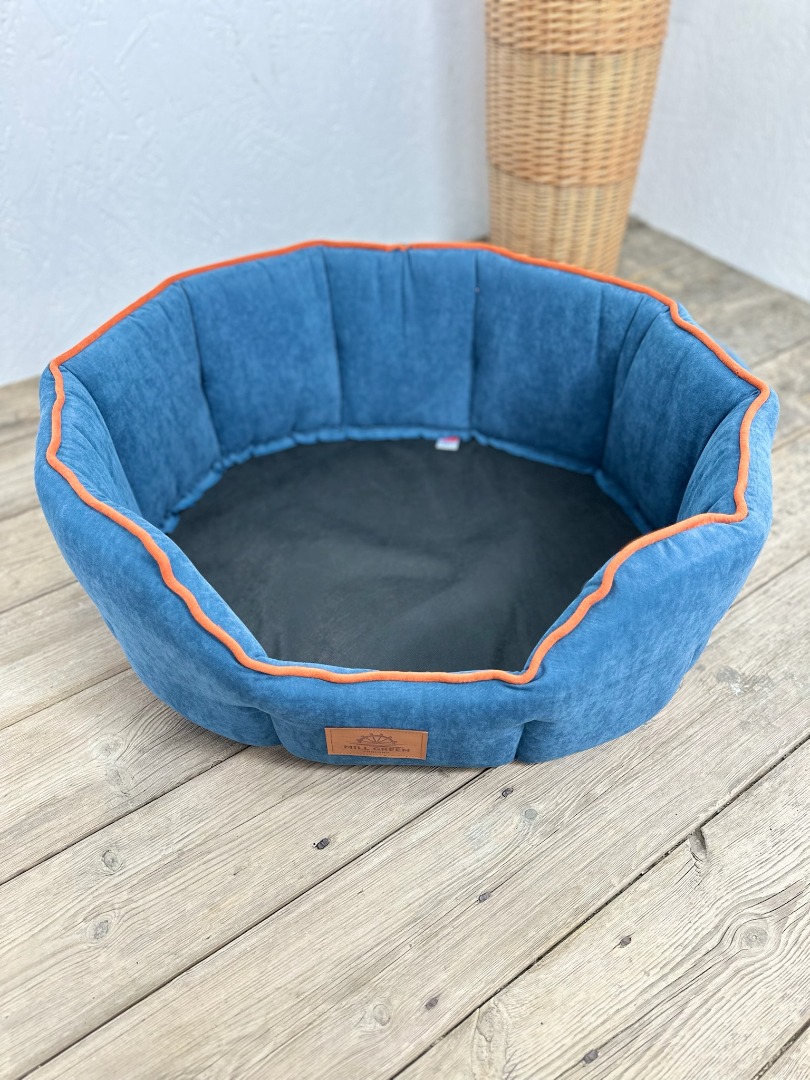 Eco-friendly  recycled Fabric Round Dog Beds Soft Comfy Made in Somerset UK