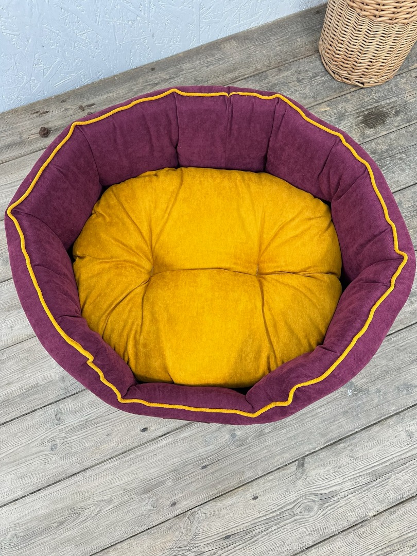 Eco-friendly  recycled Fabric Round Dog Beds Soft Comfy Made in Somerset UK