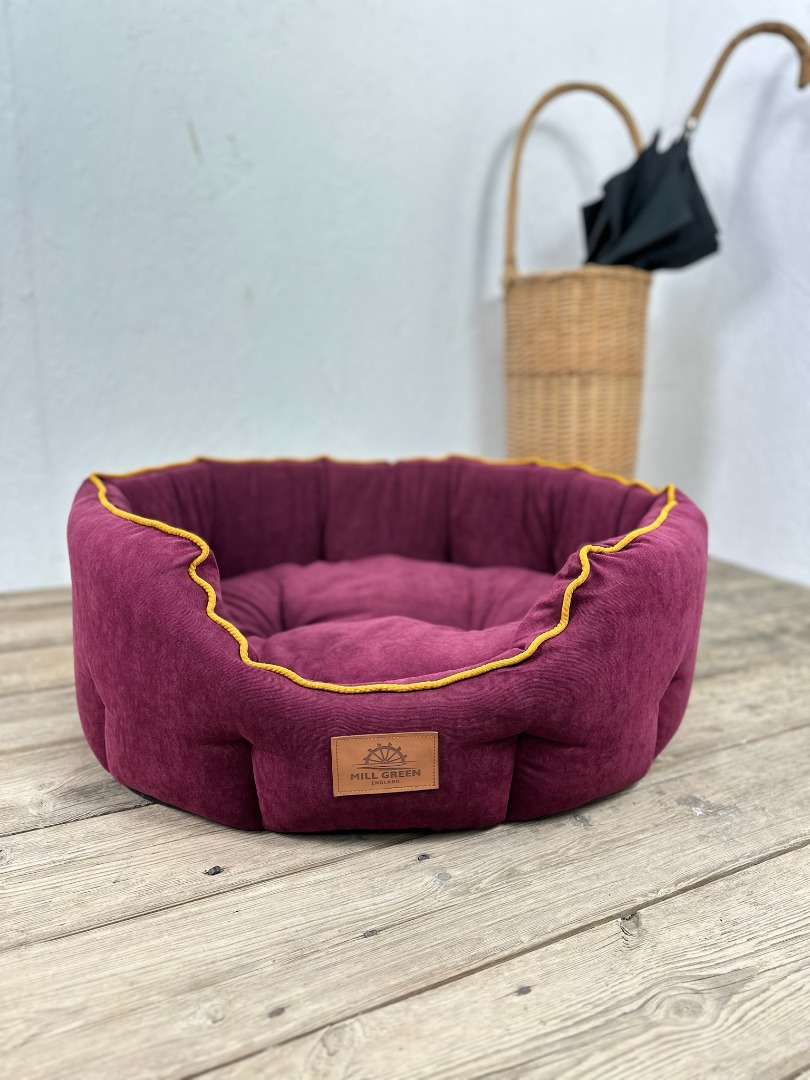 Eco-friendly  recycled Fabric Round Dog Beds Soft Comfy Made in Somerset UK