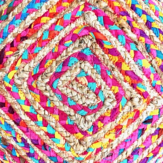 Round Multi-Coloured Cotton and Jute Braided Rag Rug Recycled Materials 4  Sizes Fair Trade GoodWeave