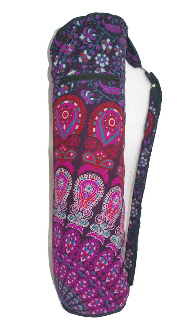 Purple Fair Trade Indian Handmade Brightly Coloured Yoga Mat Bag 82cm x ...