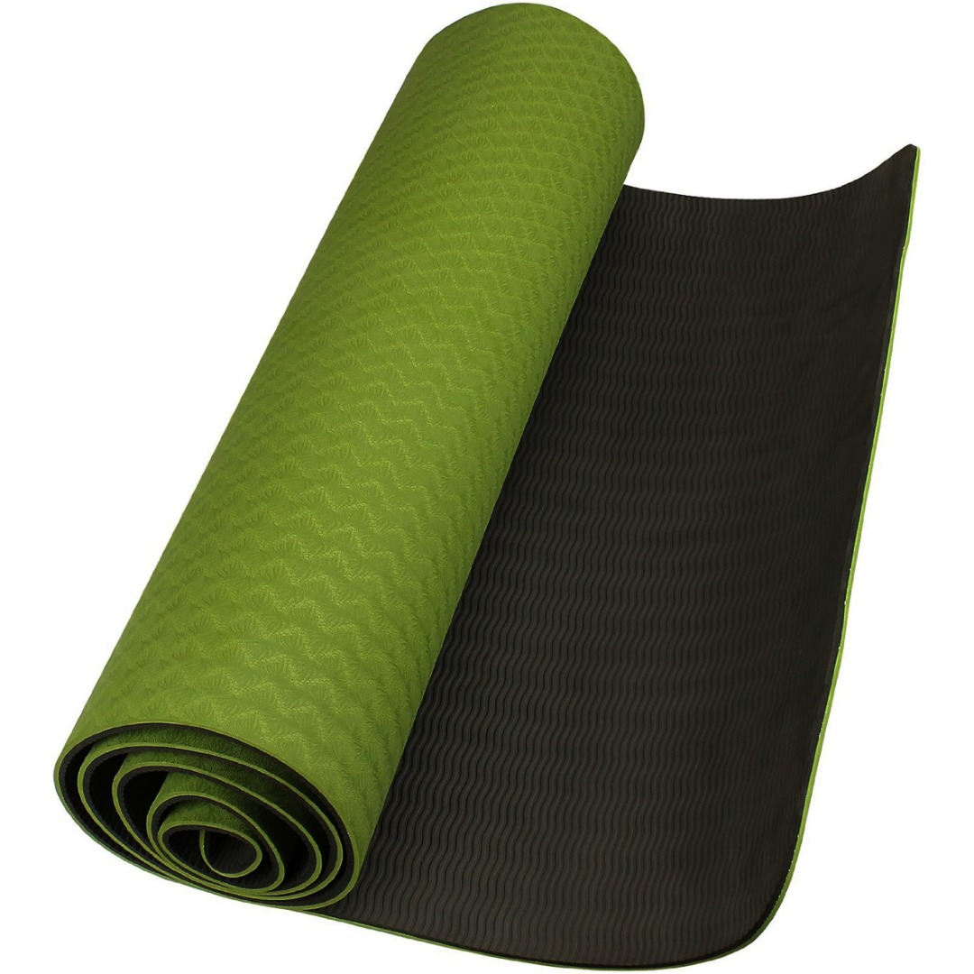 Dark Green Eco-friendly TPE yoga mat'sThick Exercise Fitness