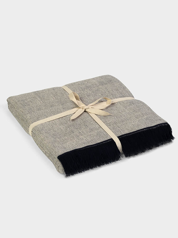 Navy Yoga Studio organic cotton two-toned yoga blanket