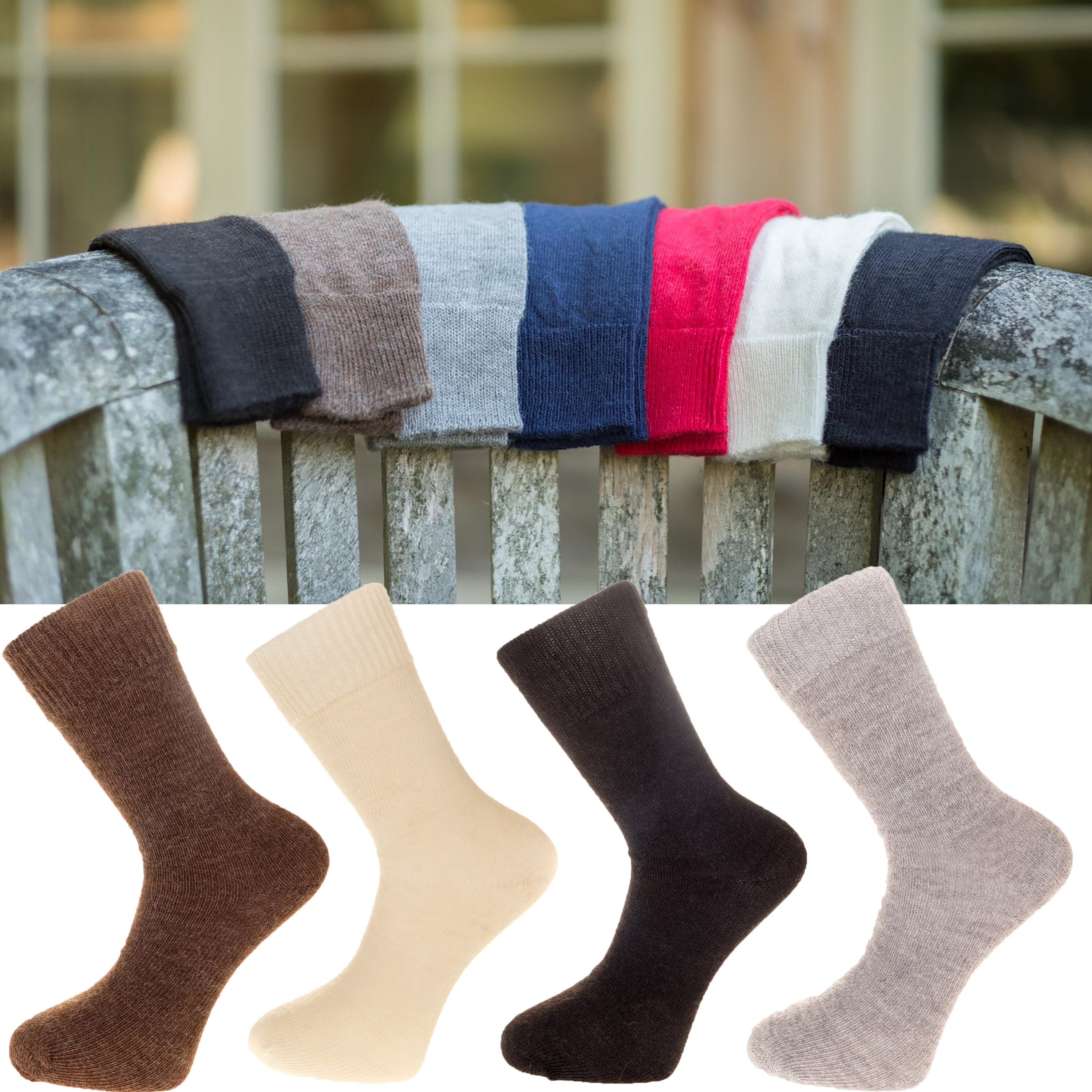 Every day Alpaca socks soft warm 55% Alpaca wool 45% Nylon, hard wearing UK