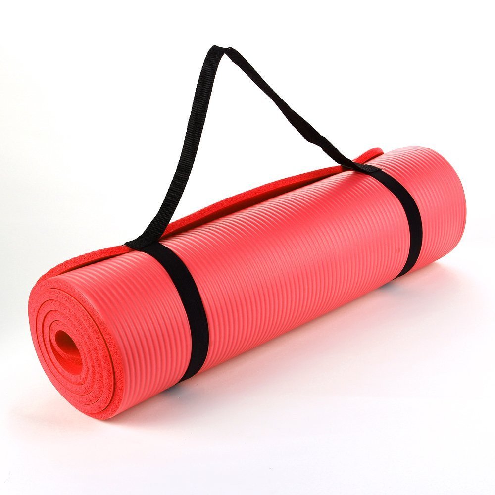 RED 15MM NBR YOGA MAT, Thick yoga Mat size 15mm x 60cm x 190cm Long For  comfort.