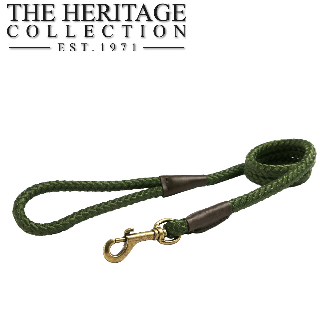 Heritage Rope Dog lead nylon diamond weave Green
