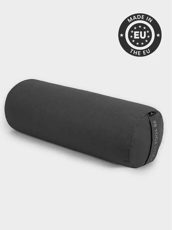 Grey Long buckwheat yoga bolster meditation cushion 62cm x 23cm