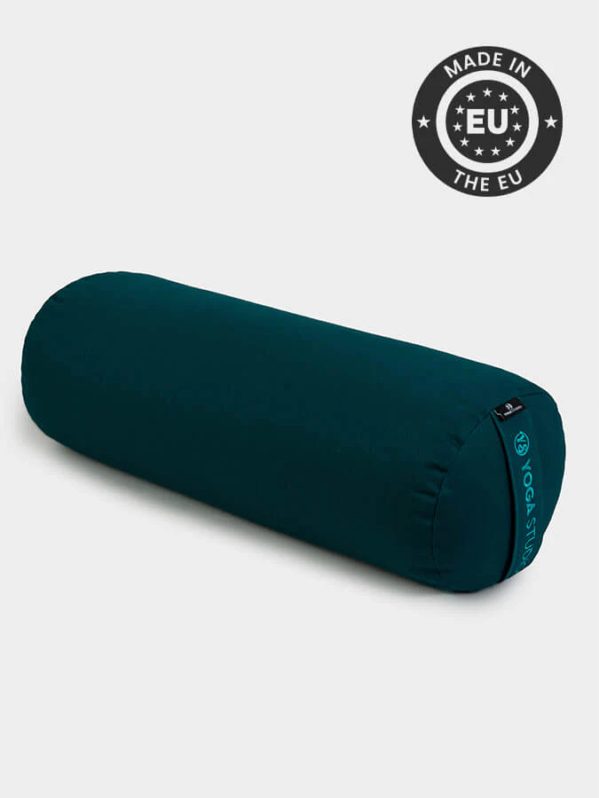 Teal Long buckwheat yoga bolster meditation cushion 62cm x 23cm