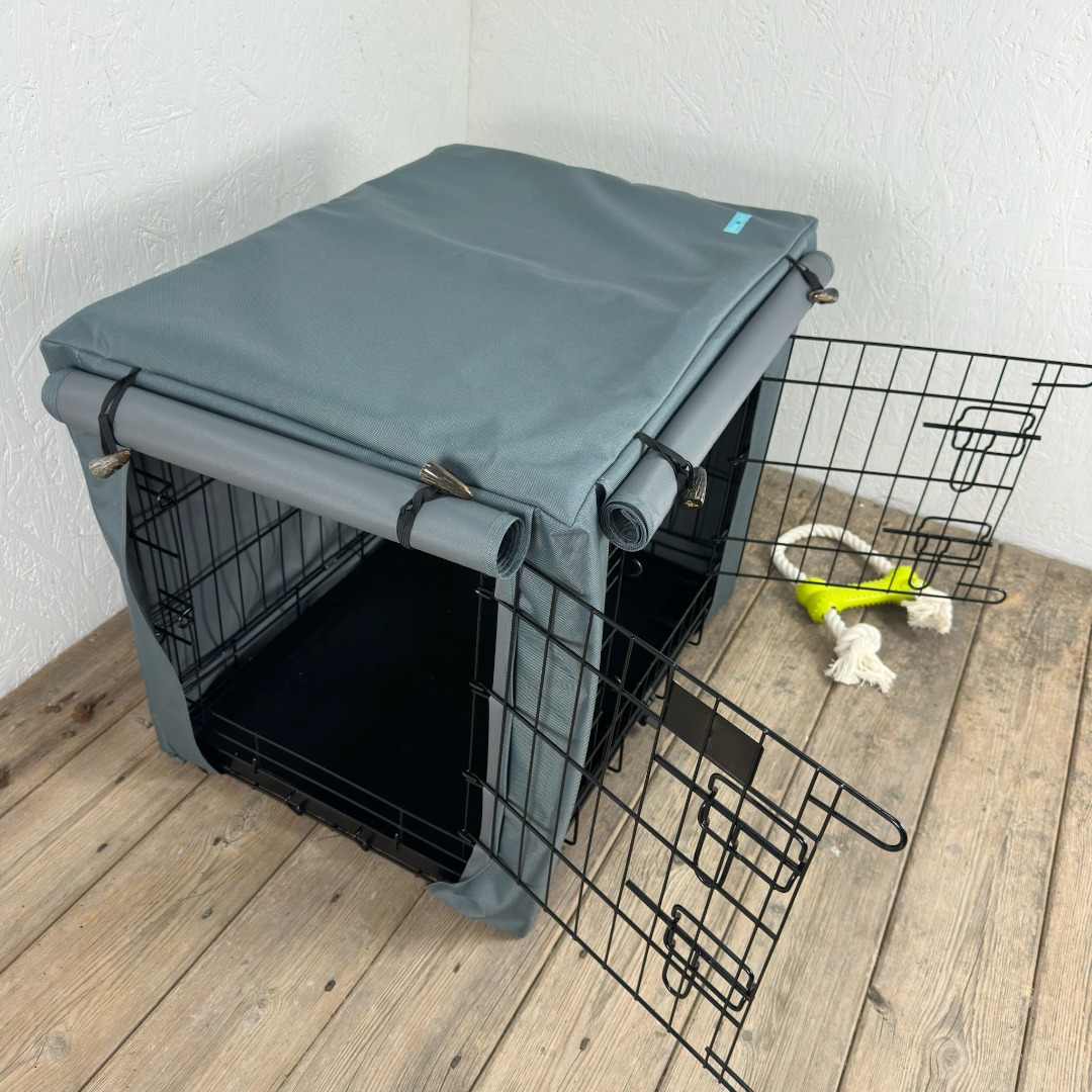 Grey Waterproof Dog Cage Crate Travel Covers Made In The UK