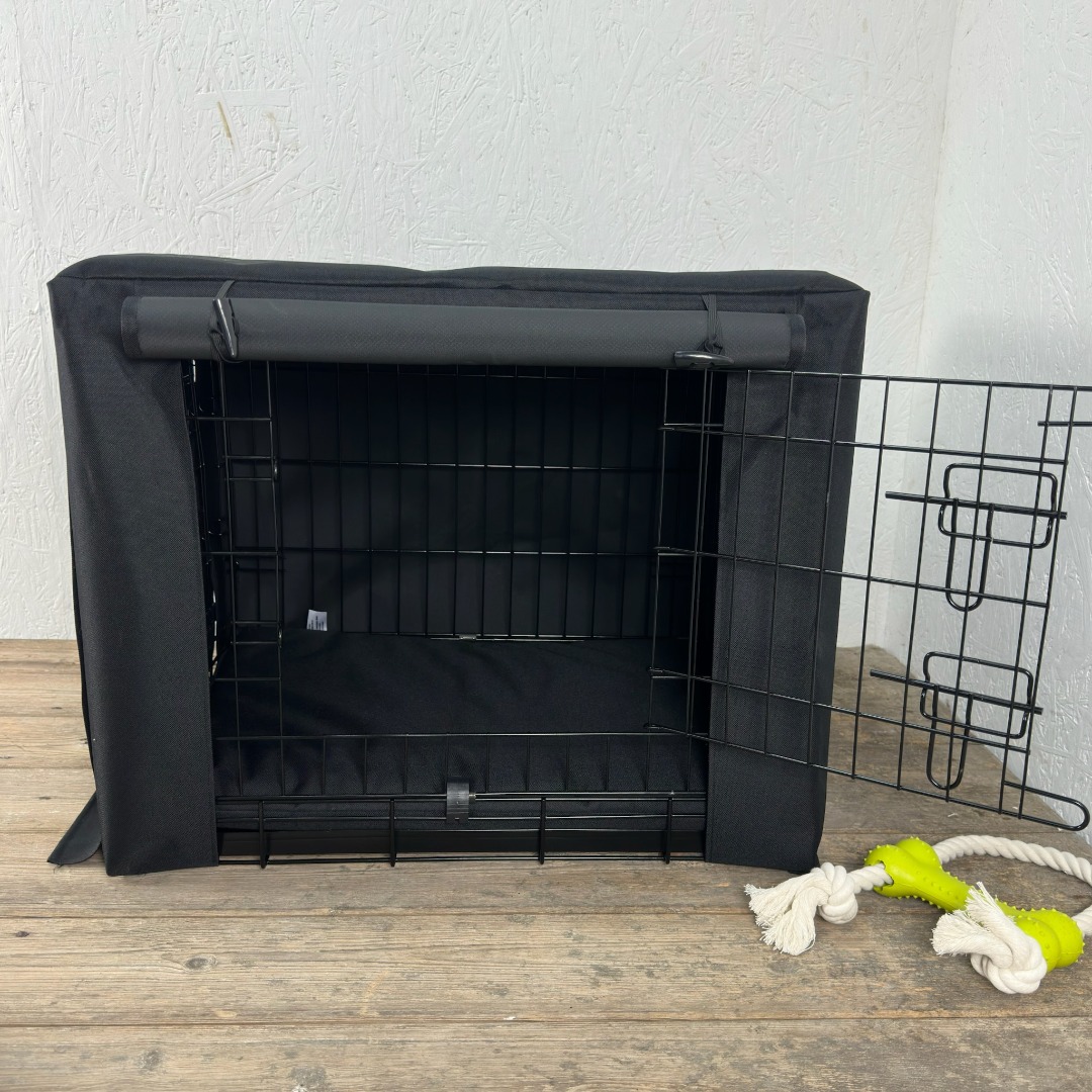 Black Waterproof Dog Cage Crate Travel Covers Made In The UK