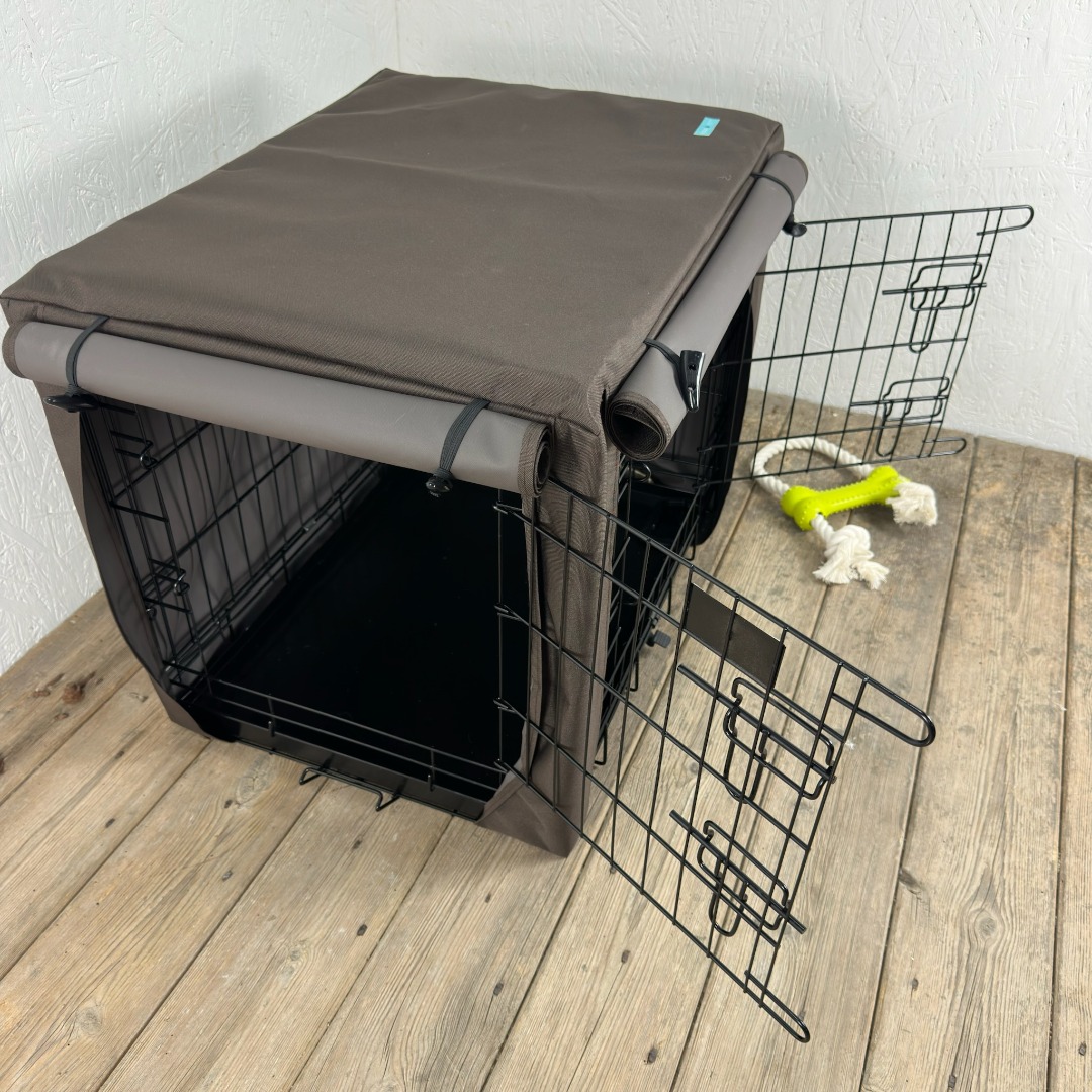 Brown Waterproof Dog Cage Crate Travel Covers Made In The UK